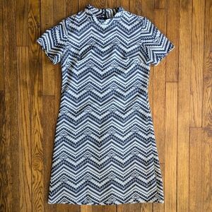 Vintage 60's Geometric Print Shift Mini Dress